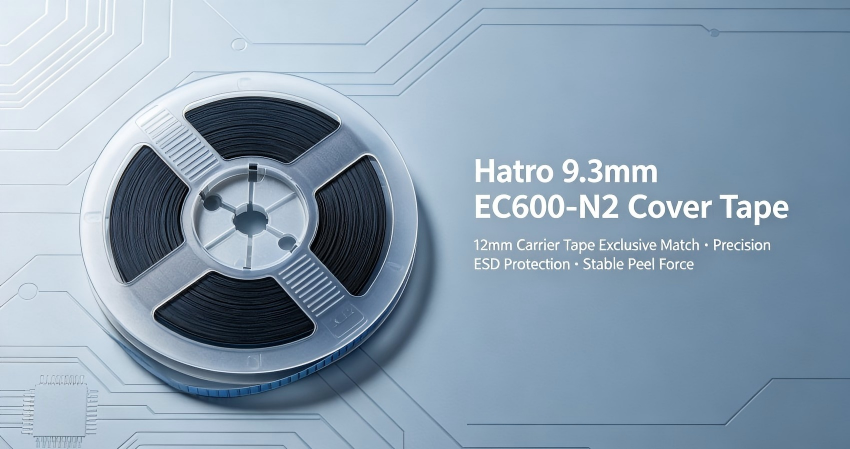 9.3mm EC600-N2 Cover Tape: Exclusively for 12mm Carrier Tape, Precision Protection for Micro Device Packaging Hatro 9.3mm EC600-N2 Cover Tape: Exclusively for 12mm Carrier Tape, Precision Protection for Micro Device Packaging