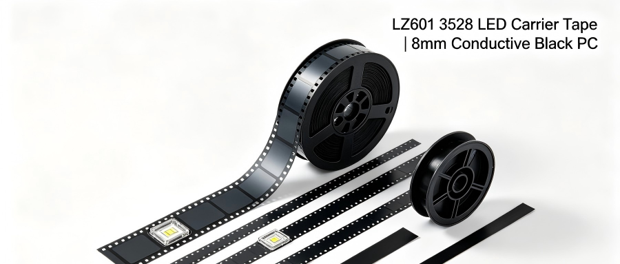 Hatro LZ601 3528 LED Carrier Tape | Custom 8mm Conductive Black PC SMD Packaging