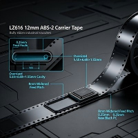Heavy-Duty LZ616 ABS-2 Component Carrier Tape | 12mm 0.25mm Thick New Black PC Anti-Static SMD Packaging Tape for Industrial Chips