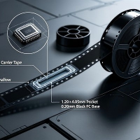 Ultra-Shallow Pocket LZ619 010 Chip Carrier Tape | 12mm 0.20mm Thin Black PC Anti-Static SMD Tape for Flat Thin Components