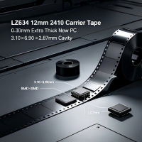 Extra Rigid LZ634 2410 Component Carrier Tape | 12mm 0.30mm Extra Thick Black New PC Anti-Static SMD Packaging Tape