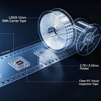 Deep Pocket LZ635 SMA Small Body Diode Carrier Tape | 12mm 0.22mm Thick Clear Transparent PC Tape for Inline Visual QC