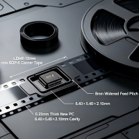 Wider Feed LZ640 SOP-8 IC Carrier Tape | 12mm 0.25mm Thick New Black Anti-Static PC Tape for SOP-8 Semiconductor Packaging